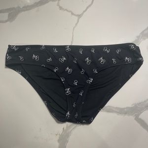 J.Crew Black & White Cherry Bikini Bottom, Size Large, barely worn